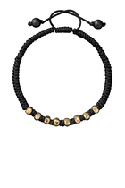 Fortune Woven Black Nylon Bracelet, 18k Yellow Gold & Black Onyx Beads